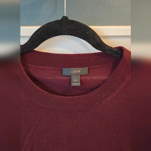 J. Crew Women's Merino Wool Wine Colored Crewneck Pullover - Picture 2 of 4